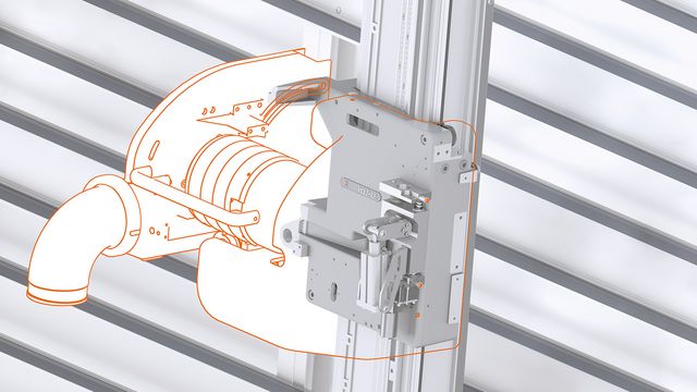 Sägeaggregat inklusive pneumatischer Arretierung für den Horizontalschnitt Sägeaggregat inklusive pneumatischer Arretierung für den Horizontalschnitt