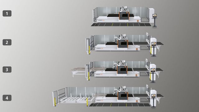 Die drei Ausstattungsvarianten der Nesting Maschine DYNESTIC 7532 von HOLZ-HER